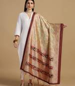 Maroon Assam Silk Digital Printed Ceremonial Dupatta