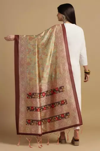 Maroon Assam Silk Digital Printed Ceremonial Dupatta