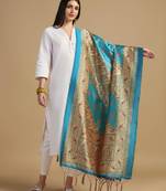Sky Blue Assam Silk Digital Printed Ceremonial Dupatta