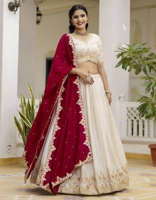 Trendmalls Art silk embroidery sequin work lehenga choli with dupatta for women 1