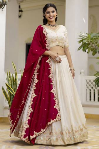 Trendmalls Art silk embroidery sequin work lehenga choli with dupatta for women