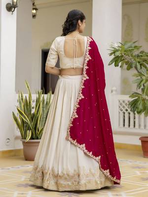 Trendmalls Art silk embroidery sequin work lehenga choli with dupatta for women 2