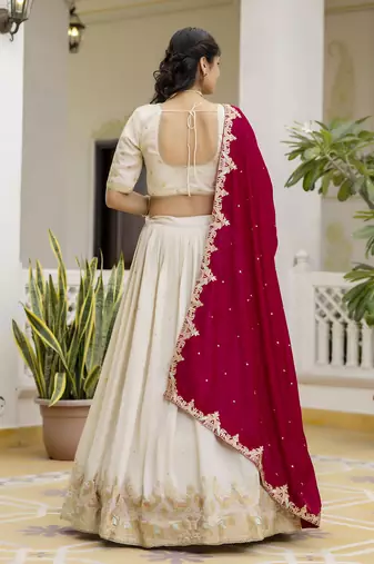 Trendmalls Art silk embroidery sequin work lehenga choli with dupatta for women