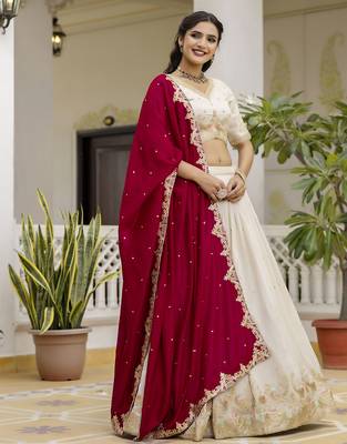 Trendmalls Art silk embroidery sequin work lehenga choli with dupatta for women 3