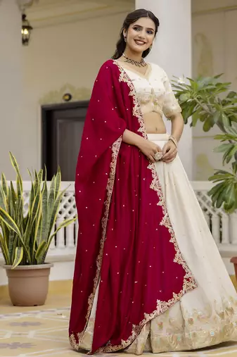 Trendmalls Art silk embroidery sequin work lehenga choli with dupatta for women