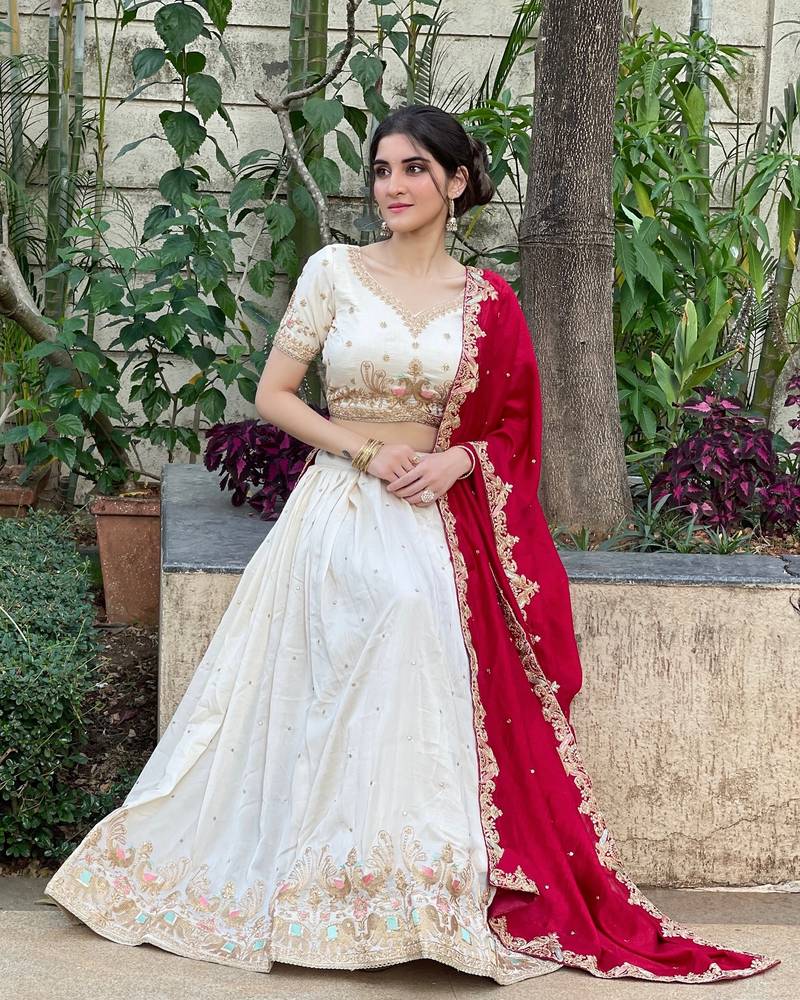 Trendmalls Art silk embroidery sequin work lehenga choli with dupatta for women