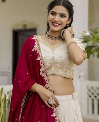 Trendmalls Art silk embroidery sequin work lehenga choli with dupatta for women 4