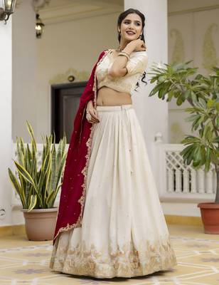 Trendmalls Art silk embroidery sequin work lehenga choli with dupatta for women 5
