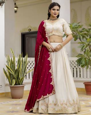 Trendmalls Art silk embroidery sequin work lehenga choli with dupatta for women 6