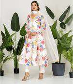 Multi-colored chanderi digital printed kurta set