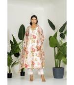 Pastel peach chanderi digital printed kurta set