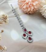 Red cz tikka america diamond maang tikka