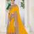 Women's Lemon Satin Embroidery Saree with Unstitched Blouse Piece