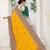 Women's Lemon Satin Embroidery Saree with Unstitched Blouse Piece