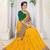 Women's Lemon Satin Embroidery Saree with Unstitched Blouse Piece