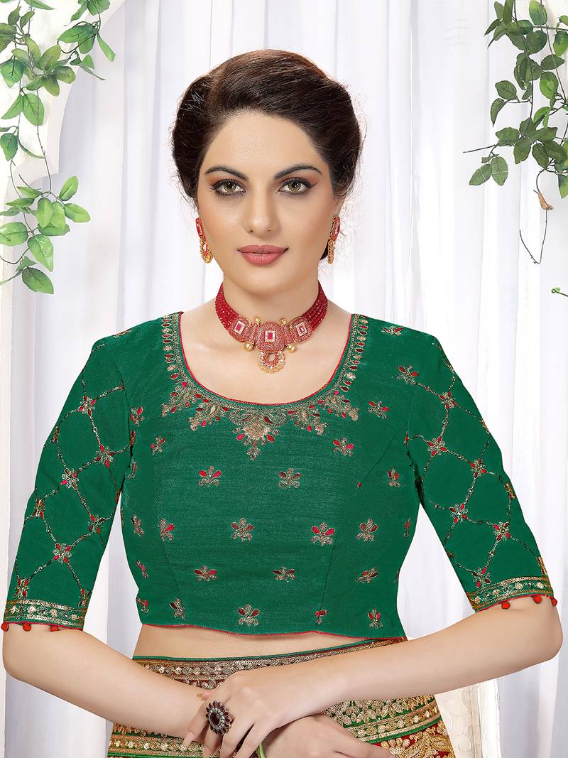 Women's Lemon Satin Embroidery Saree with Unstitched Blouse Piece