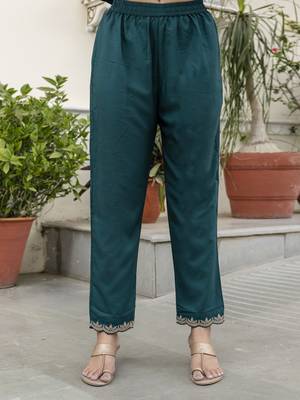 Trendmalls Silk Blend Embroidery Anarkali Kurta Pant Set with Dupatta 6