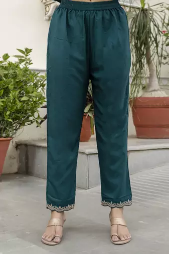 Trendmalls Silk Blend Embroidery Anarkali Kurta Pant Set with Dupatta