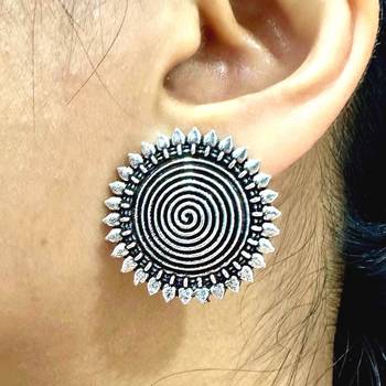 Spiral round stud earrings indian ethnic oxidised earrings 1