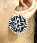 Spiral round stud earrings indian ethnic oxidised earrings