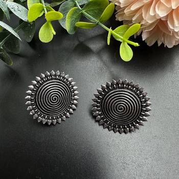 Spiral round stud earrings indian ethnic oxidised earrings 2