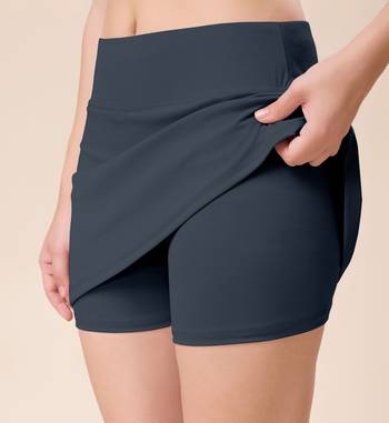 Trendmalls Skirt with shorts for women's & girl's solid high waist flared skater short mini skirt 3