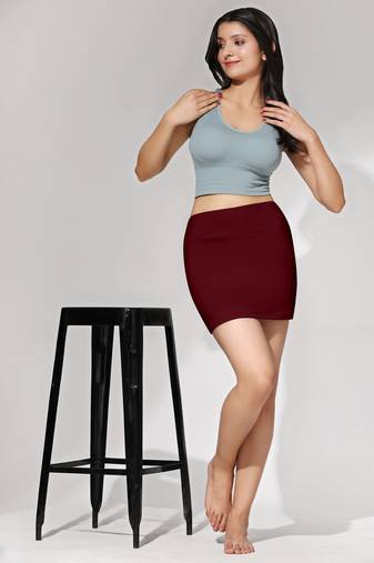 Skirt with shorts for women's & girl's solid high waist flared skater short mini skirt