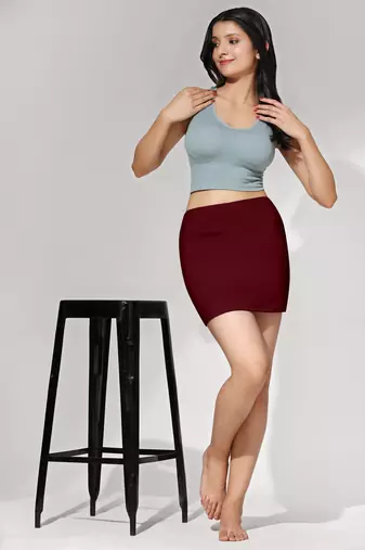 Skirt with shorts for women's & girl's solid high waist flared skater short mini skirt
