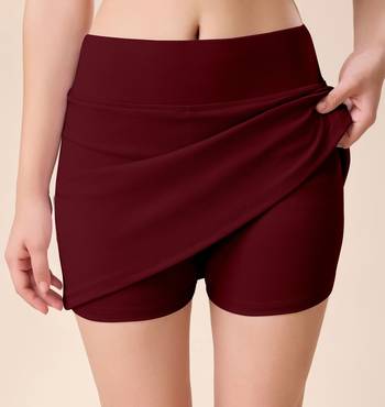 Trendmalls Skirt with shorts for women's & girl's solid high waist flared skater short mini skirt 3