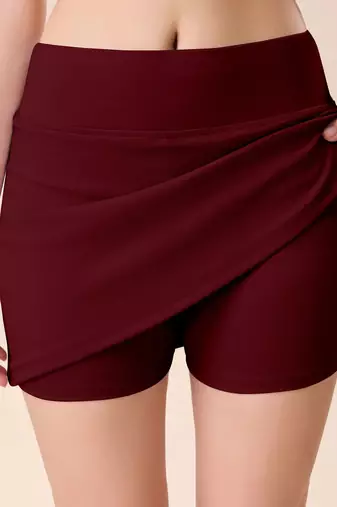 Skirt with shorts for women's & girl's solid high waist flared skater short mini skirt