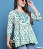 Women's pure cotton embroidered short top