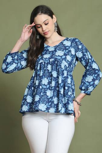 Women's pure cotton jaipuri printed short top