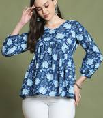 Women's pure cotton jaipuri printed short top