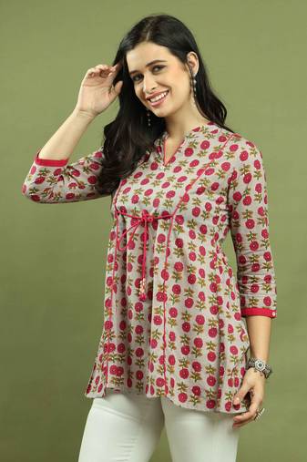 Women's pure cotton jaipuri printed tunic