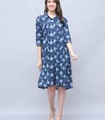 Women's pure cotton jaipuri printed western dress