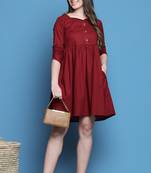 Women's cotton solid western dress