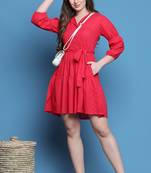 Women's cotton solid western dress