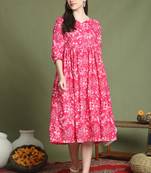 Women's pure cotton jaipuri printed western dress