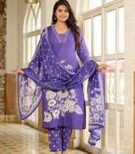 Purple women floral printed aline kurta pant with dupatta set
