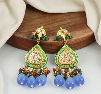 Green meena jhumka earrings 1