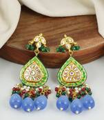 Green meena jhumka earrings