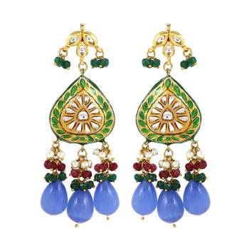 Green meena jhumka earrings 2