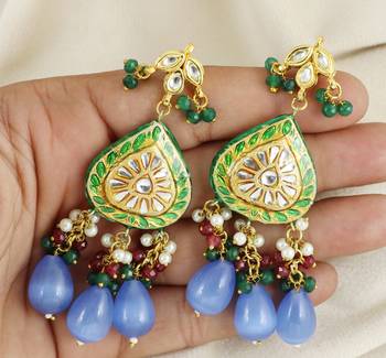 Green meena jhumka earrings 3