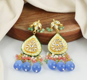 Kundan meena jhumka earrings 1