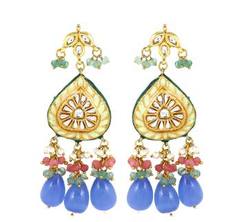 Kundan meena jhumka earrings 2