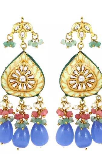 Kundan meena jhumka earrings