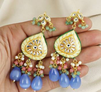 Kundan meena jhumka earrings 3