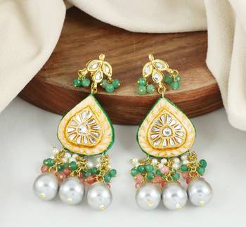 Kundan meenakari jhumka earrings 1