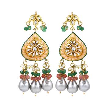 Kundan meenakari jhumka earrings 2