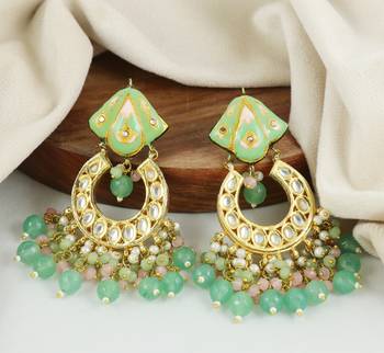 Kundan meena jhumka earrings 1
